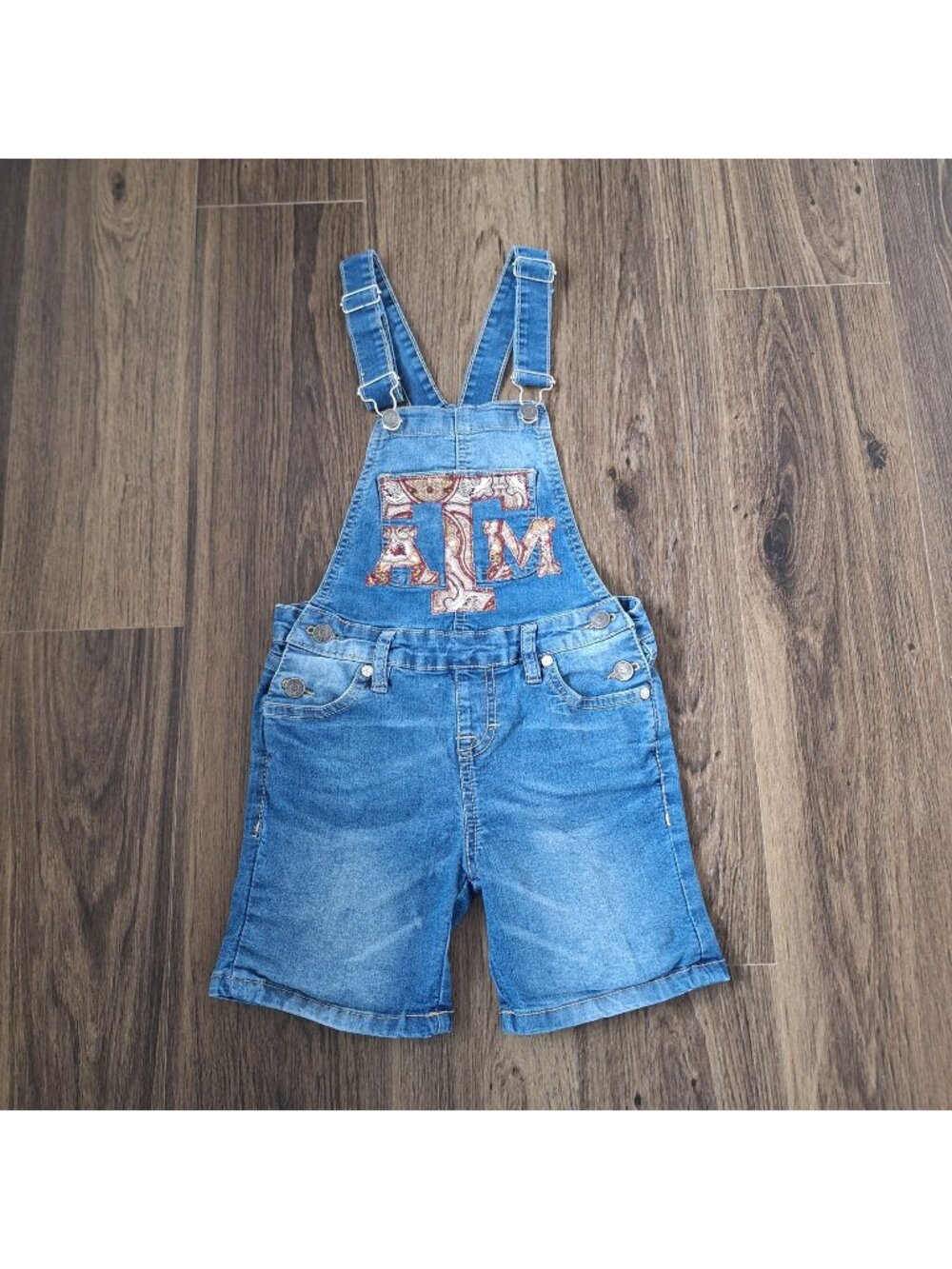 💙 Vigoss Girls Texas A&M Jeans Denim Overalls Size 6 Western Country Casual